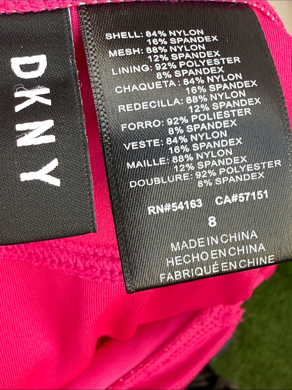 DKNY Hot Pink Plunging Tie Front Halter One Piece Swimsuit Bathing Suit NWT 8 - Picture 8 of 9